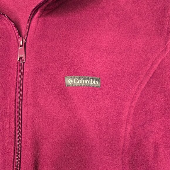 Columbia Womens Full-Zip Fleece Jacket 1X Berry Color Warm Outerwear Polyester - Picture 3 of 8